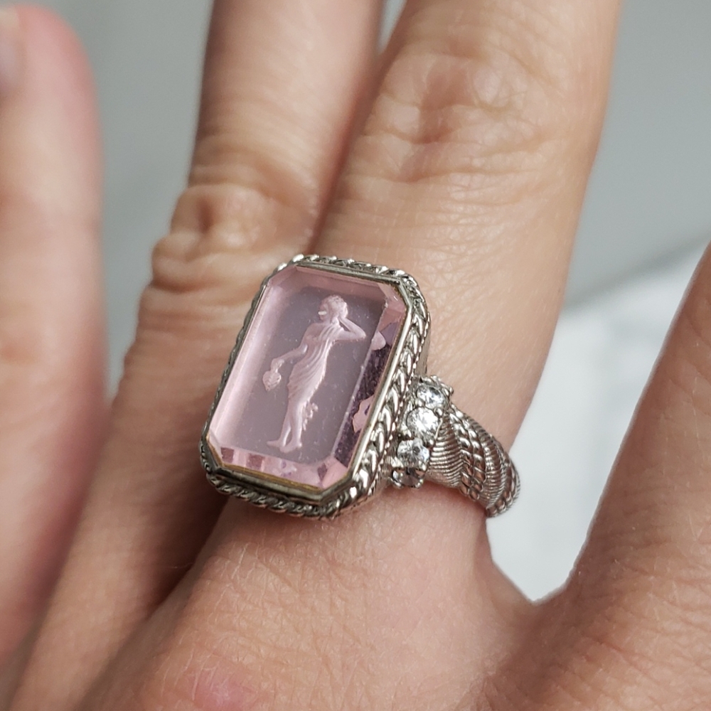 Judith Ripka Silver CZ Greek Goddess Pink Crystal